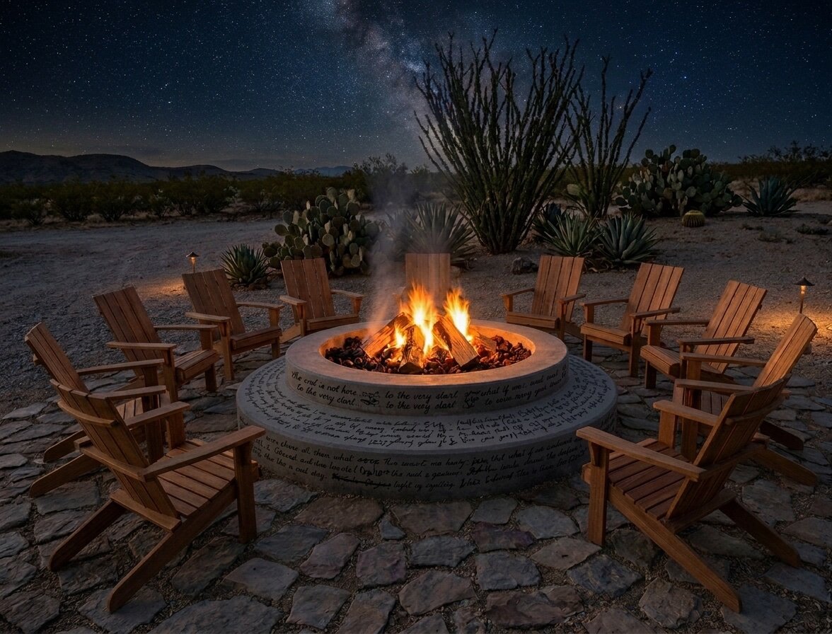 Open fire pit beneath the Milky Way