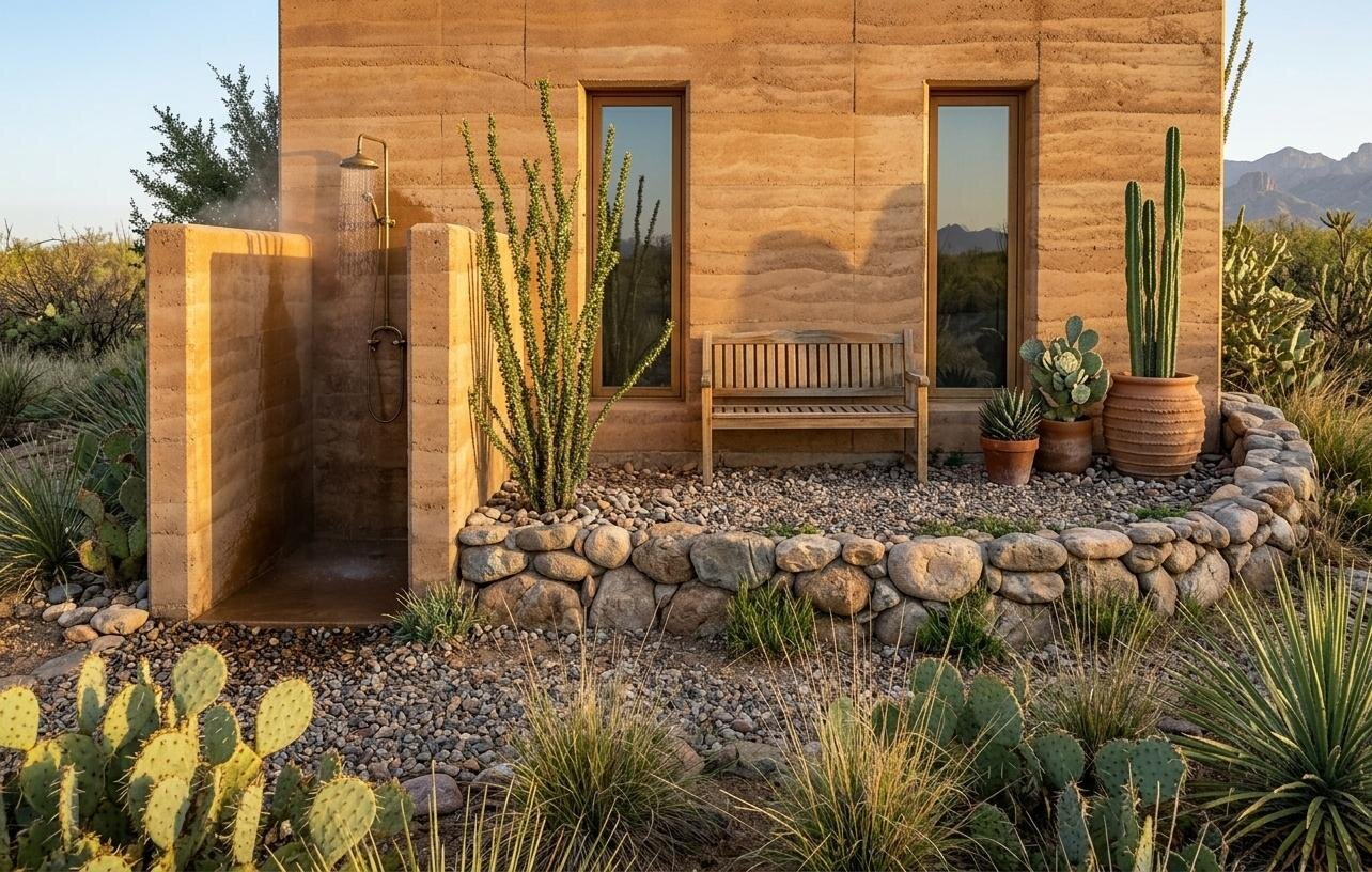 Outdoor shower at the bunk casita